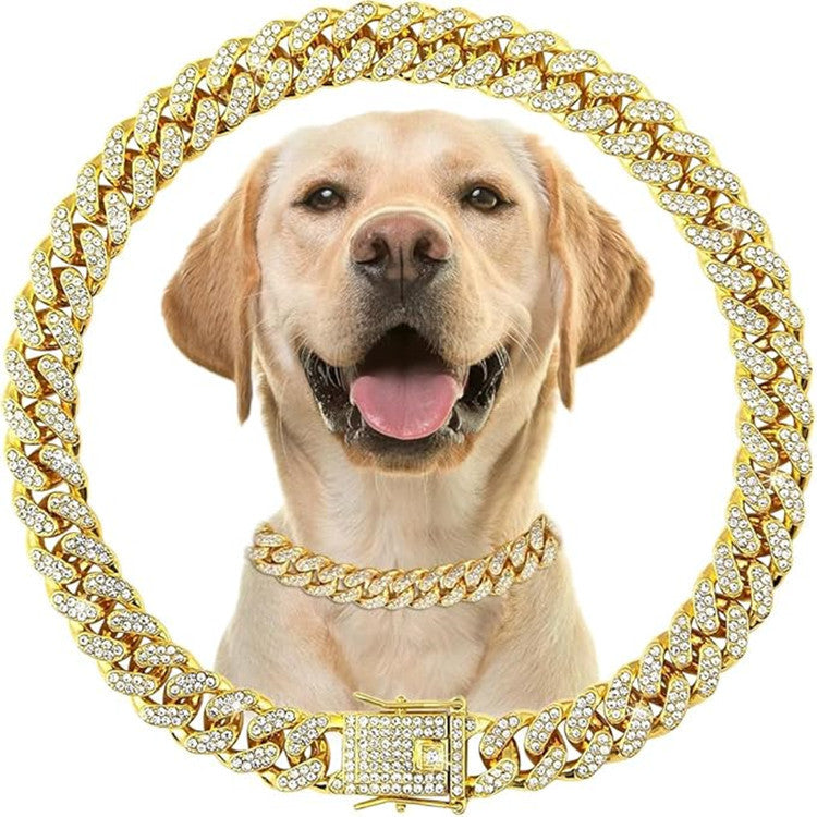 12mm Wide Diamond Pet Collar – Sparkling Adjustable Necklace for Dogs & Cats