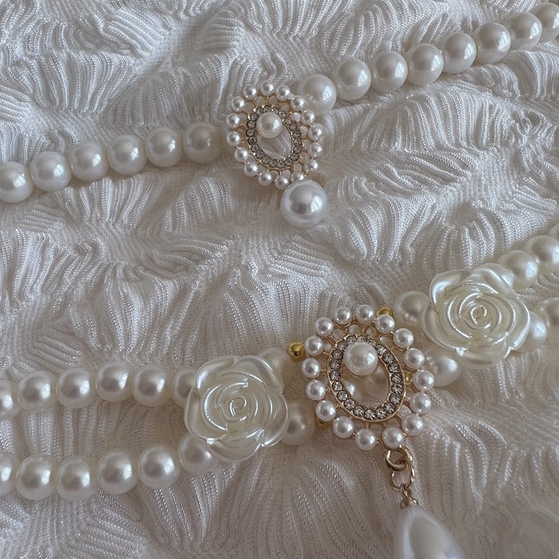 Vintage Pearl & Gemstone Pet Collar – Elegant & Adjustable Necklace for Cats & Dogs