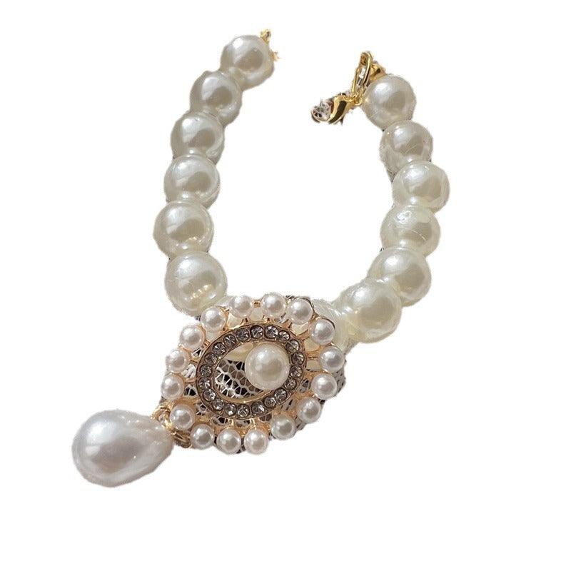Vintage Pearl & Gemstone Pet Collar – Elegant & Adjustable Necklace for Cats & Dogs
