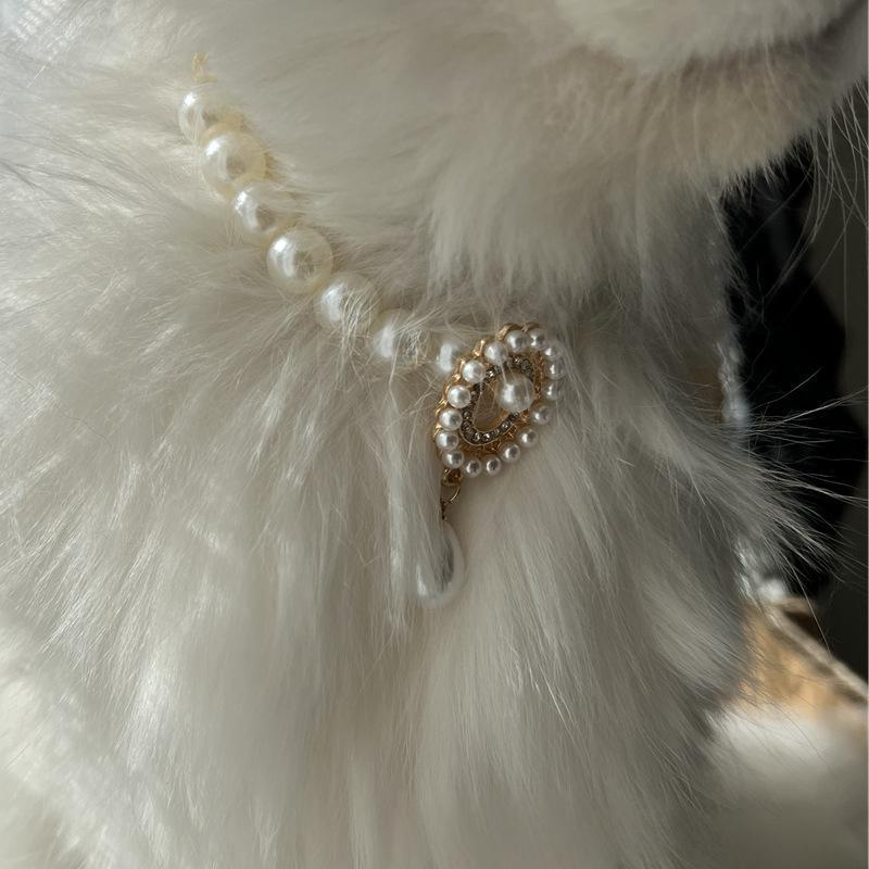 Vintage Pearl & Gemstone Pet Collar – Elegant & Adjustable Necklace for Cats & Dogs