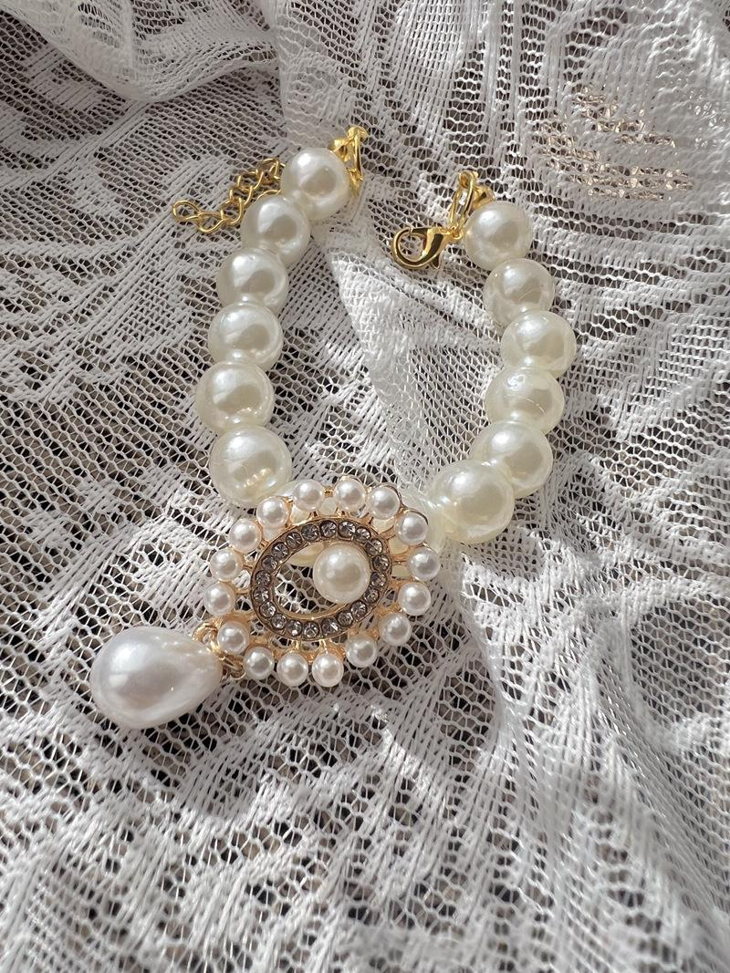Vintage Pearl & Gemstone Pet Collar – Elegant & Adjustable Necklace for Cats & Dogs